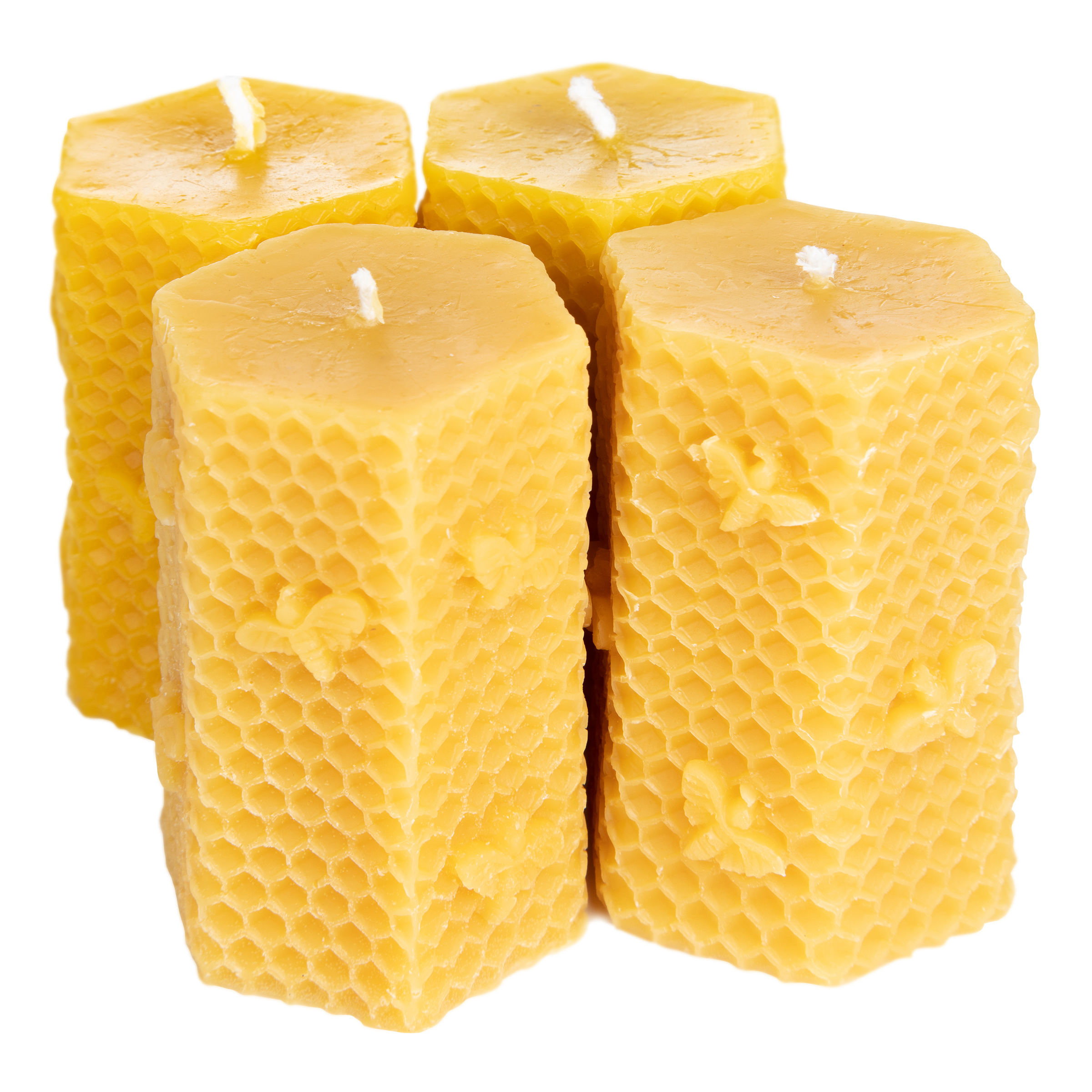 Svíčka ze včelího vosku - 4x Včelky na plástu